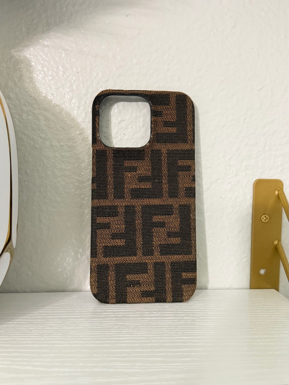 Fendi Brown Monogram Fabric iPhone 15 Pro Max Case